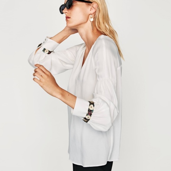 Zara Tops - ZARA Jewel Cuff Blouse